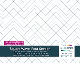 Square Wave Four Sections Digital Pantograph | Minimalist Geometric Longarm Quilting Pattern | Instant Download