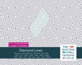Diamond Lines - Digital Quilt Pantograph | Bold Geometric Design | No-Backtracking Longarm Quilting Pattern