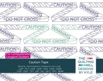 Caution Tape - Quilting Pantograph | Digital Halloween Pantograph for Longarm Quilting | Modern Warning Tape Quilt Pattern
