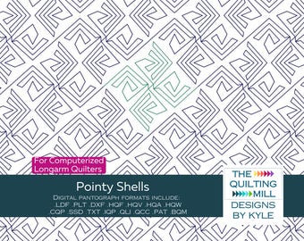 Pointy Shells - Digital Longarm Designs | Quilting Pantograph Download for Longarm Machine, Edge-to-Edge Pantograph,