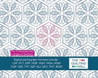 Hive Mind - Honeycomb Pantograph | Digital Longarm Quilting Design | Geometric Hexagon Pattern for Quilts | Instant Digital Download