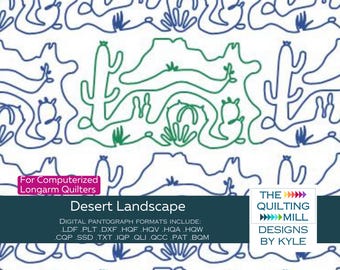 Desert Landscape - Quilting Pantograph | Digital Longarm Pattern | Scenic Cactus Nature Design Download