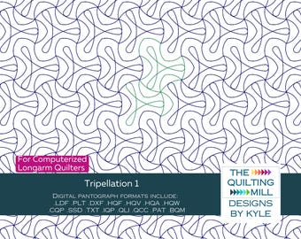 Tripellation 1 - Modern Swirl Pantograph Design | Digital Quilting Pantographs for Longarm | Abstract Edge-to-Edge Pattern