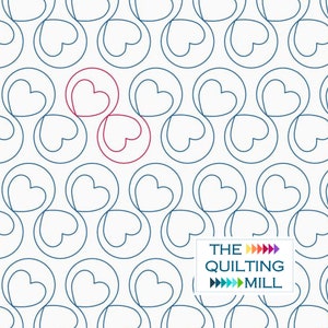 Ribbon Heart - Digital Langarm Quilten Pantograph | Romantisches Quilt Muster | E2E Digitales Muster für Quiltmaschinen