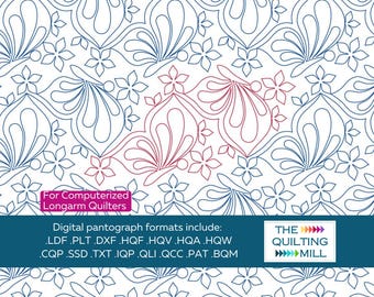 Feathered Butterfly - Digital Quilting Pantograph | Butterfly and Floral Design | E2E Quilting Pattern for Longarm Quilting