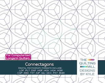 Connectagons - Digital Quilting Pantograph | Pentagon Geometric Longarm Pattern | Instant Download