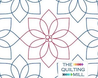 Peaceful Poinsettia – Floral Longarm Pantograph Digital File | Quilting Pantographs for Christmas and Seasonal Quilts