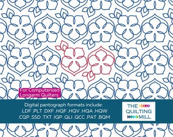 Periwinkles - Digital Pantograph | Floral Digital Pantographs for Longarm Quilting | No Backtracking, Instant Download