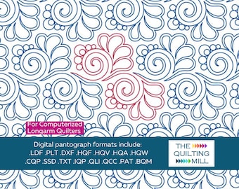 Pearly Sploosh - Digital Pantograph | Floral Swirl Longarm Quilting Pattern | E2E Digital Design for Quilting Machine