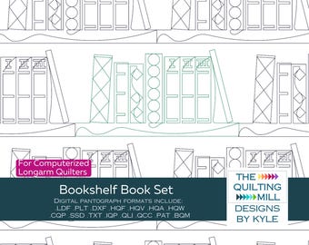 Bookshelf Book Set - Digital Pantograph | Novelty Longarm Quilting Pattern | Book Lover E2E Quilt Design