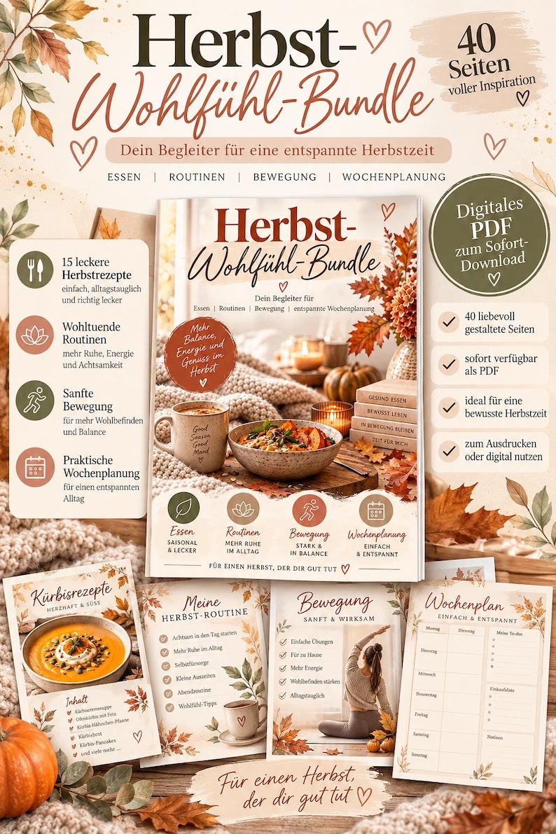 Autumn Wellness Bundle PDF | 40 Pages With Recipes, Routines, Exercise ...