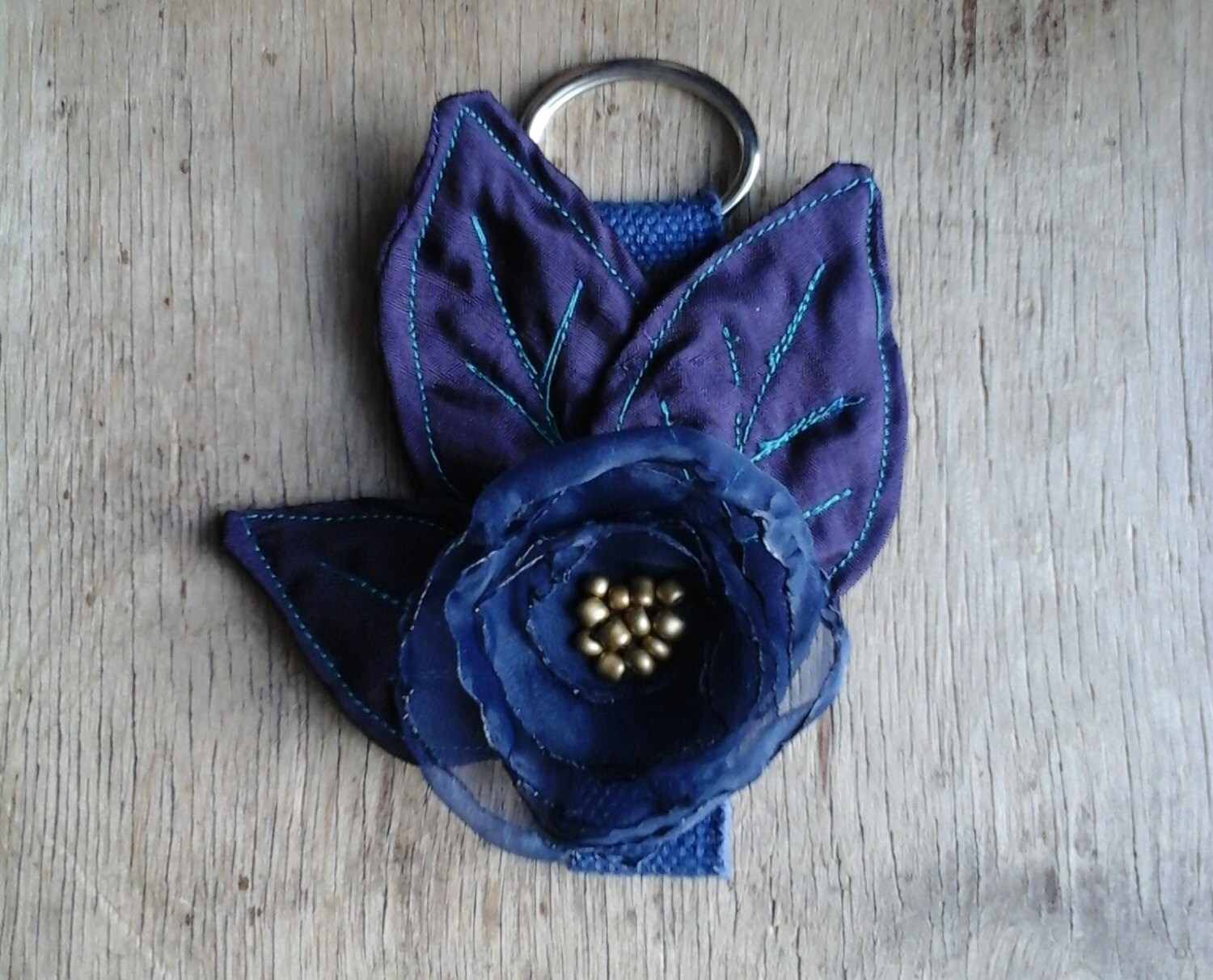Handmade Fabric Flower Key Chain Keychain Floral Bag Charm Etsy