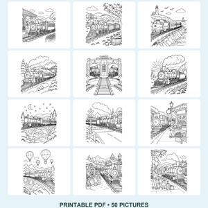 Trains, Trucks & Builders Coloring Bundle | 150 Printable Pages | 3 Books | Letter and A4 PDF image 5