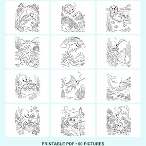 Garden, Ocean & Pets Coloring Bundle | 150 Printable Pages | 3 Books | Letter and A4 PDF image 6