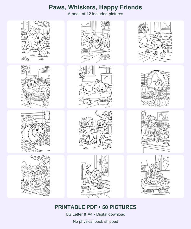 Garden, Ocean & Pets Coloring Bundle | 150 Printable Pages | 3 Books | Letter and A4 PDF image 7