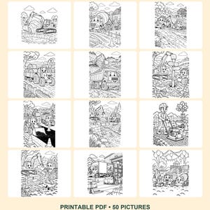 Trains, Trucks & Builders Coloring Bundle | 150 Printable Pages | 3 Books | Letter and A4 PDF image 7