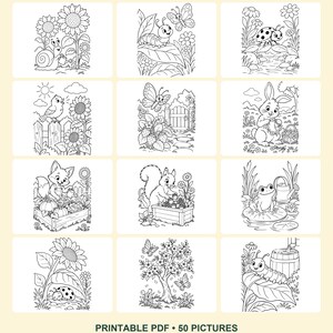 Garden, Ocean & Pets Coloring Bundle | 150 Printable Pages | 3 Books | Letter and A4 PDF image 5
