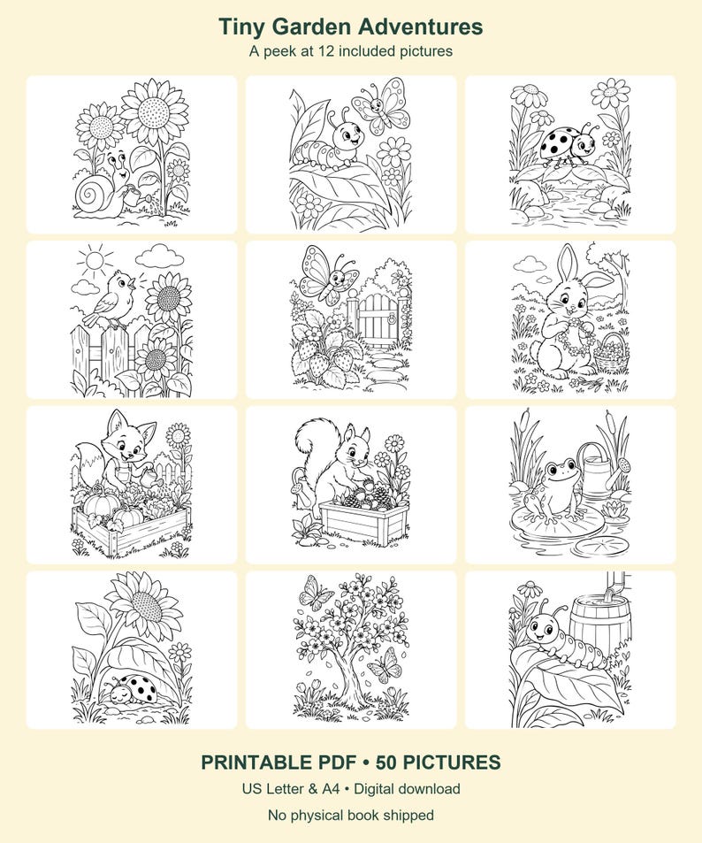 Garden, Ocean & Pets Coloring Bundle | 150 Printable Pages | 3 Books | Letter and A4 PDF image 5