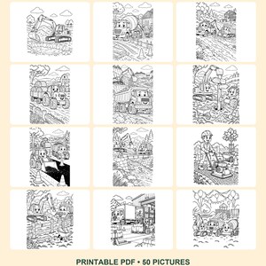 Construction Coloring Pages for Kids, 50 Printable Pictures - Busy Builders, Big Dreams - Letter & A4 PDF image 5