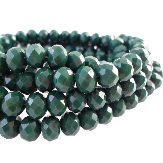 Pack of 70 Faceted Glass Roundel Beads ~ 10mm Dark Teal