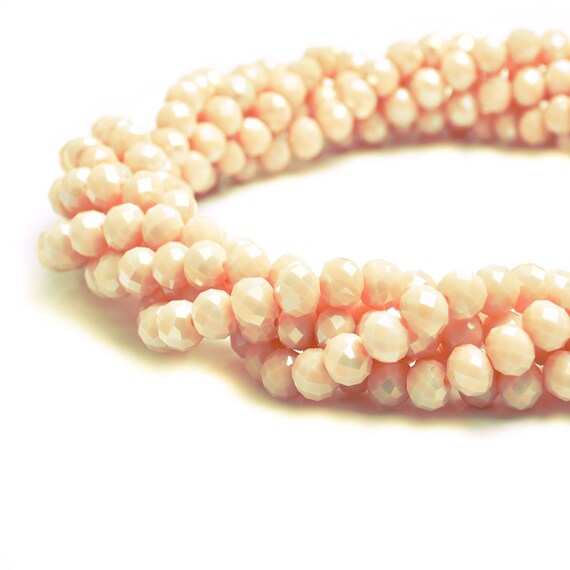 72 x 8mm Dark Salmon Glass Faceted Beads Rondelle Crystal
