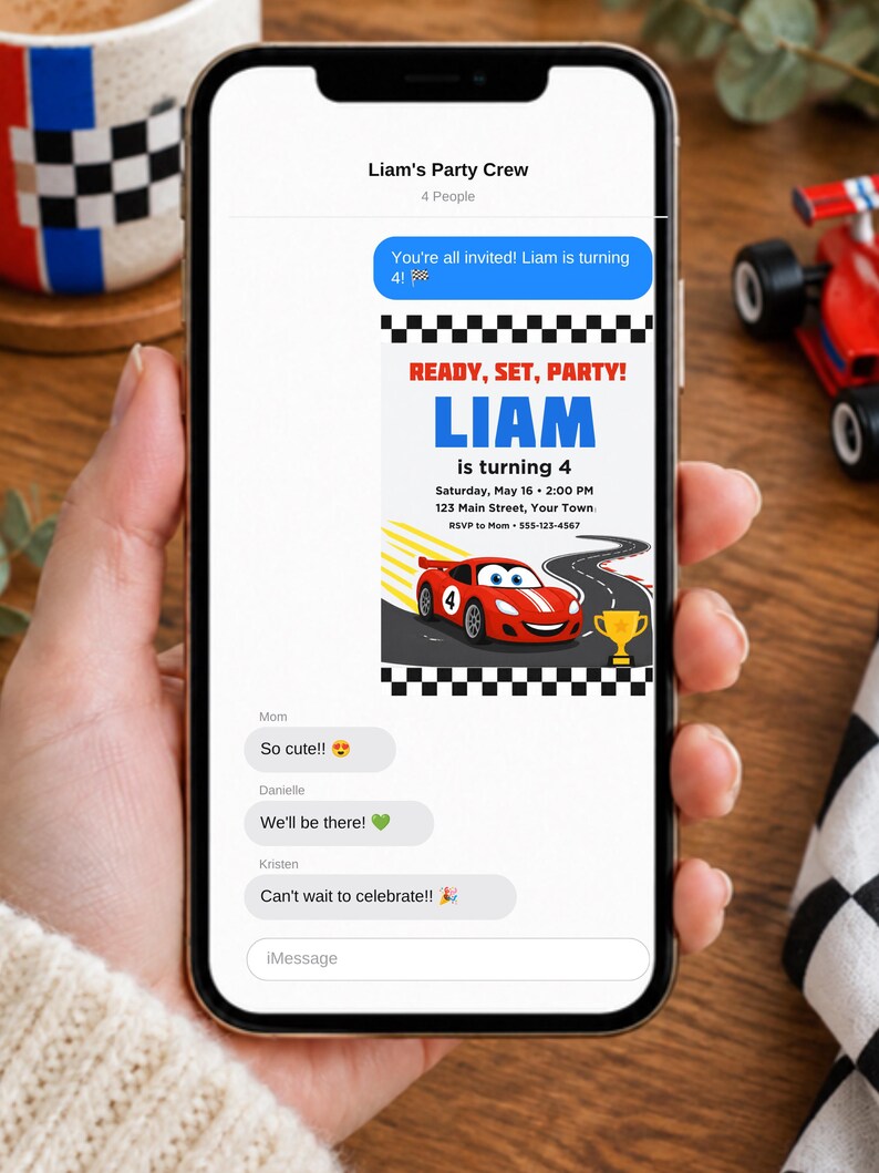 Editable Race Car Birthday Invitation, Racing Party Invite, Boy ...