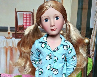 Doll Flannel Pajamas PJS -- Winter Penguin Pattern -- fits A Girl For All Time