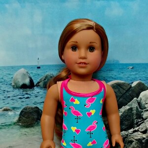 Doll Flamingo Print Bathing Suit American Made to Fit Your 18 Girl Doll image 5