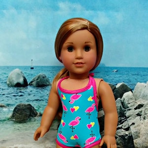 Doll Flamingo Print Bathing Suit American Made to Fit Your 18 Girl Doll image 4