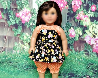 Doll Mushroom Print Top & Bloomers Outfit -- American Made For Your 18" Girl Doll