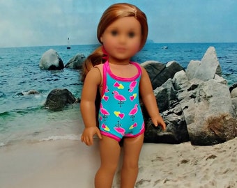 Doll Bathing Suit -- Flamingo Print -- American Made to Fit Your 18" Girl Doll
