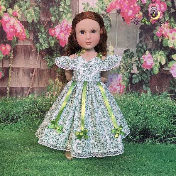 A Girl of All Time Doll Green Ribbon Dress