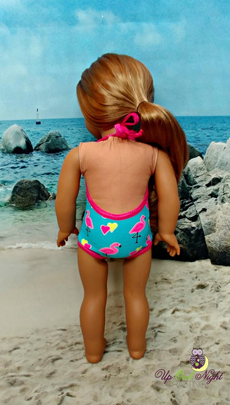 Doll Flamingo Print Bathing Suit American Made to Fit Your 18 Girl Doll image 3