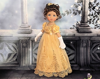 Golden Regency Gown For Little Darling Dolls