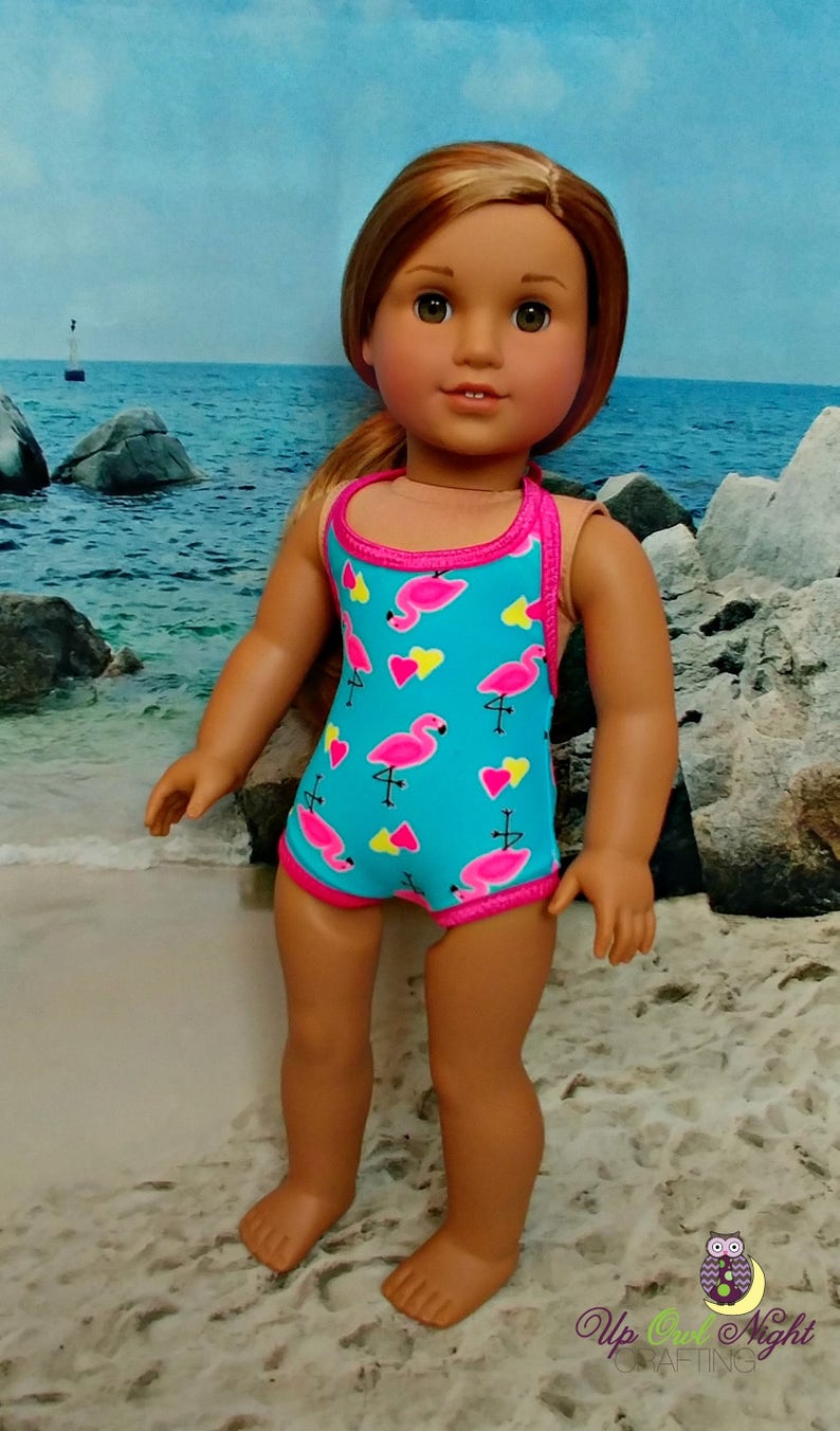 Doll Flamingo Print Bathing Suit American Made to Fit Your 18 Girl Doll image 8