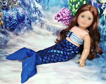 Mermaid Costume for Dolls -- Dark Blue -- American Made to Fit Your 18" Girl Doll