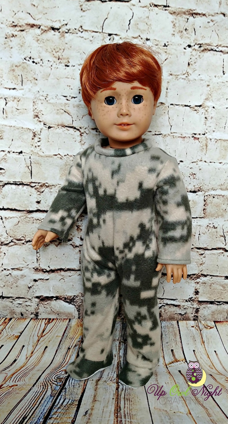 Boy Doll Pajamas Footie Pjs in Fleece Camo American Made Etsy