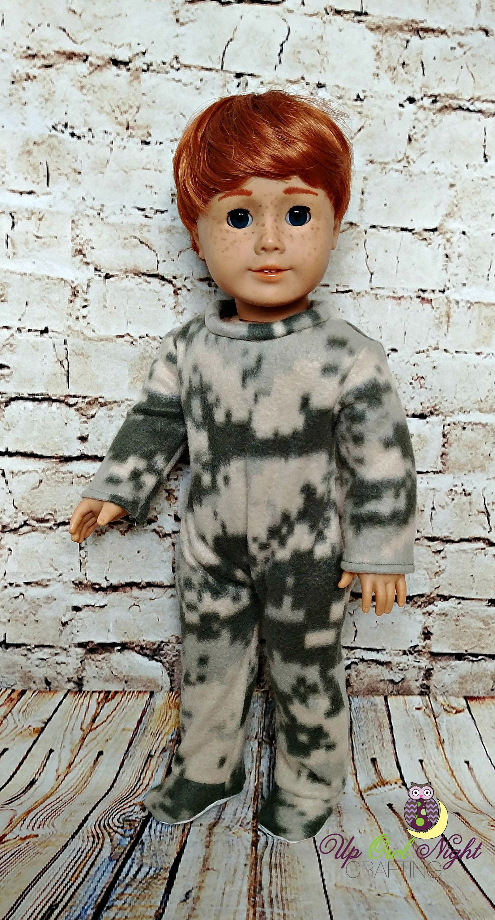 Boy Doll Pajamas Footie PJs in Fleece Camo American Made Etsy