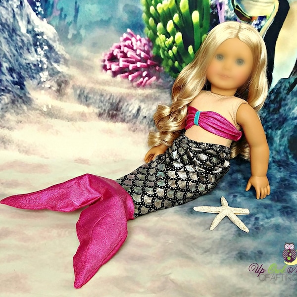 Doll Mermaid Costume --Silver and Pink -- American Made to Fit Your 18" Girl Doll