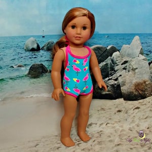 Doll Flamingo Print Bathing Suit American Made to Fit Your 18 Girl Doll image 6