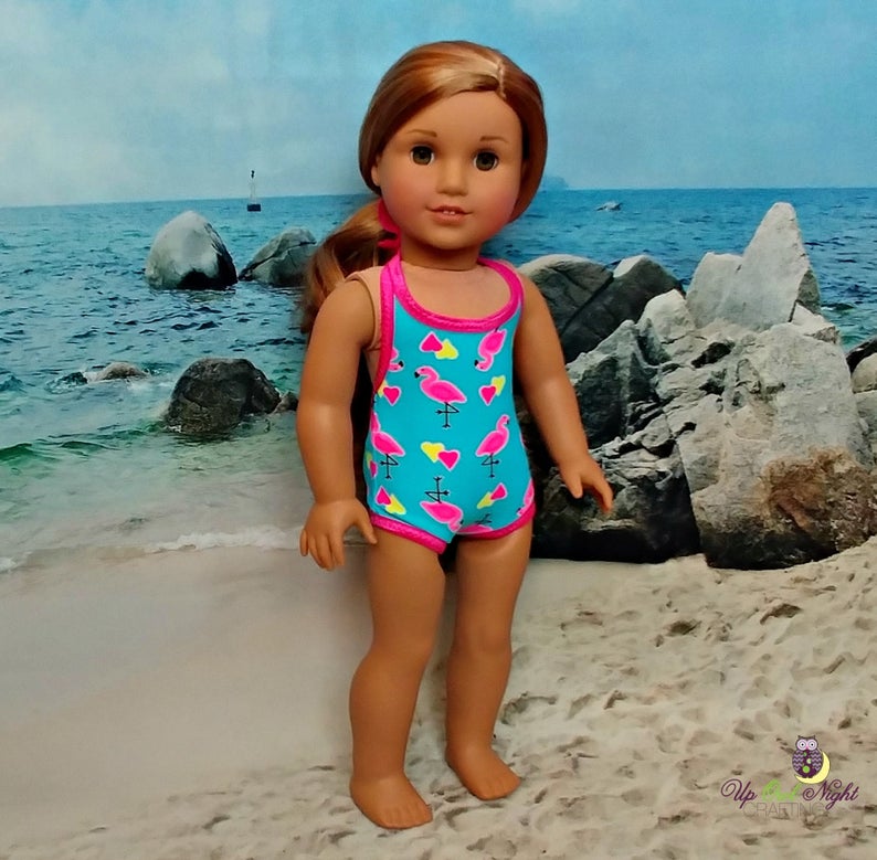 Doll Flamingo Print Bathing Suit American Made to Fit Your 18 Girl Doll image 6