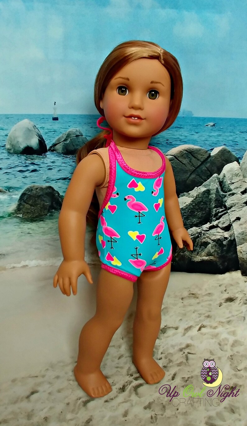 Doll Flamingo Print Bathing Suit American Made to Fit Your 18 Girl Doll image 1