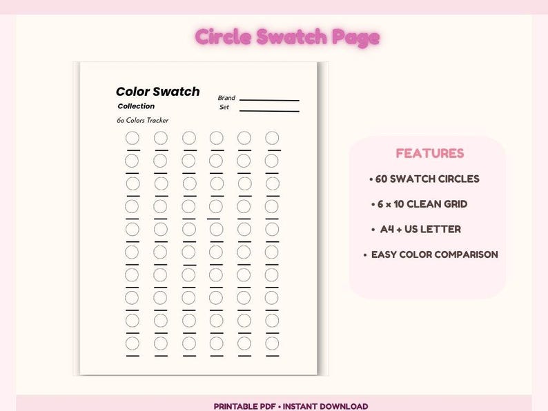 Blank Color Swatch Template, Digital Swatch Sheet, Printable Color ...