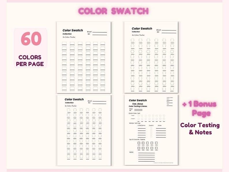 Blank Color Swatch Template, Digital Swatch Sheet, Printable Color ...