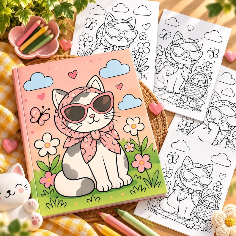 Cat Coloring Book PDF | Printable Coloring Pages for Kids - Etsy