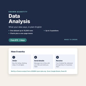 Custom Data Analysis of Your Spreadsheet, Findings Summary and Charts, Excel or Google Sheets, Made to Order
