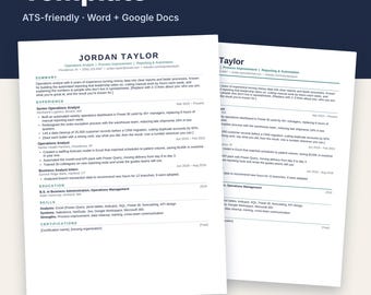Resume Template for Word & Google Docs, ATS Friendly Professional CV with Cover Letter + References