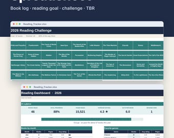 Reading Tracker Spreadsheet 2027, Google Sheets & Excel Book Log + 52 Book Challenge, TBR List