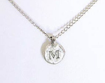 M Necklace Silver Gold Plated Initial Letter Coin Charm, Sterling M Coin Pendant Necklace Gift, M Letter Charm Girlfriend Bridesmaid Jewelry
