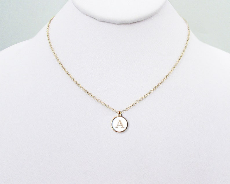A Pendant Initial Choker necklace Gold Gift, A Letter Typewriter Initial Coin Charm Choker, Gold Filled Chain White Gold Plated Coin Choker image 1